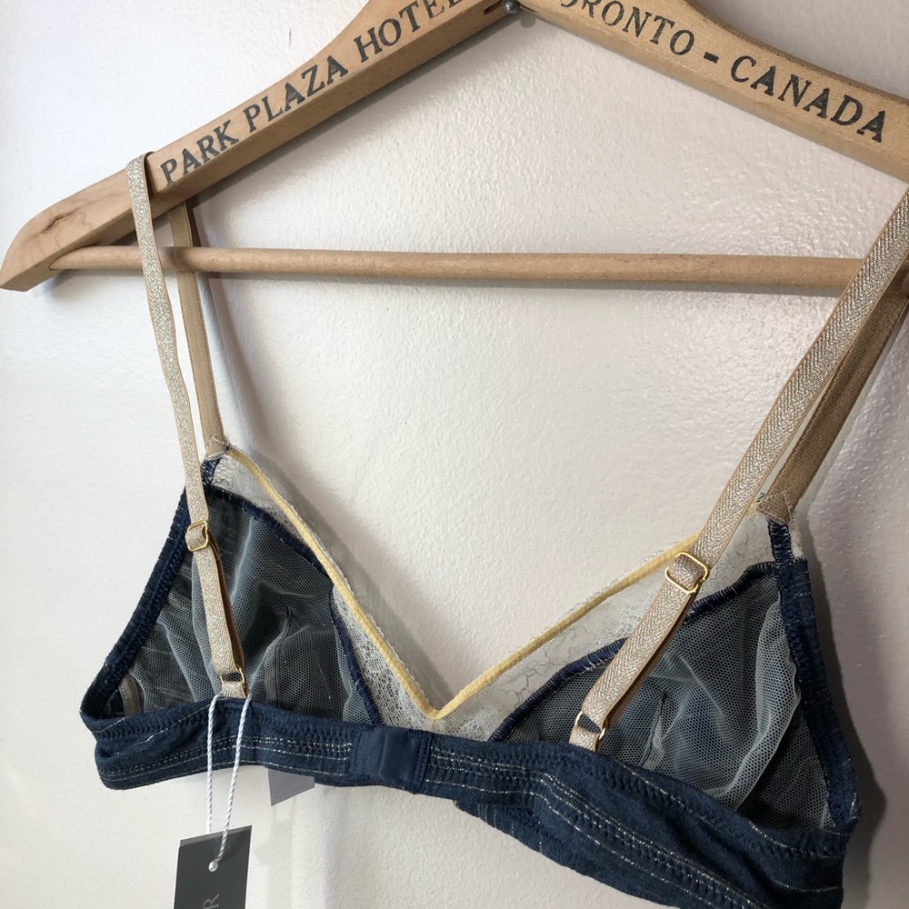 VANITY FAIR Bralette Lace detail Blue Gold - Picture 5 of 8